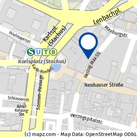 Map section of Munich city center, Max Planck Institute for Innovation and Competition, Herzog-Max-Str. 4